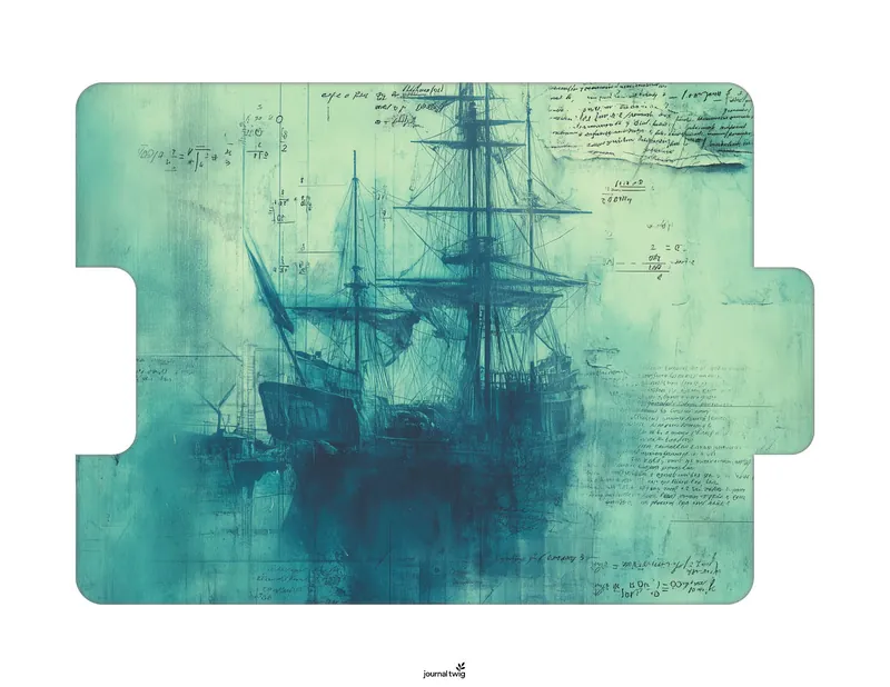 Mermaid junk journal kit folding folio with vintage maritime design