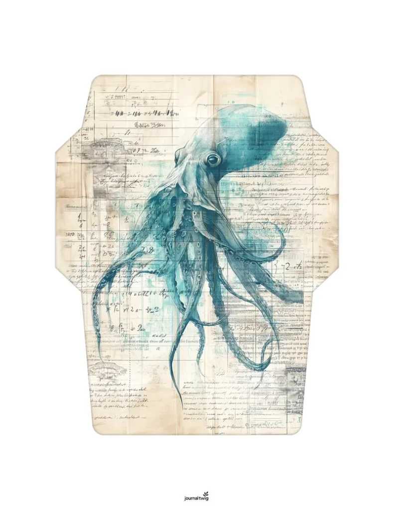 Mermaid junk journal kit printable envelopes with sea themed art