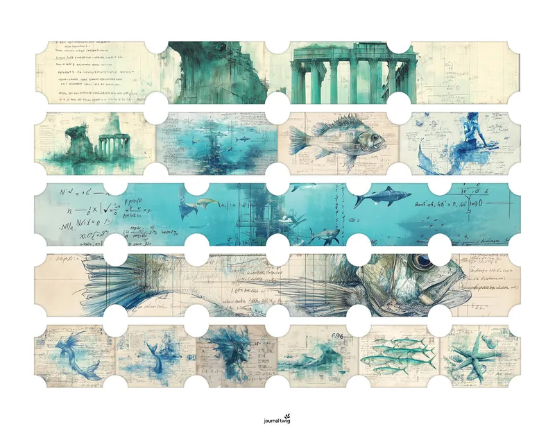 Mermaid junk journal kit belly bands for wrapping journal pages