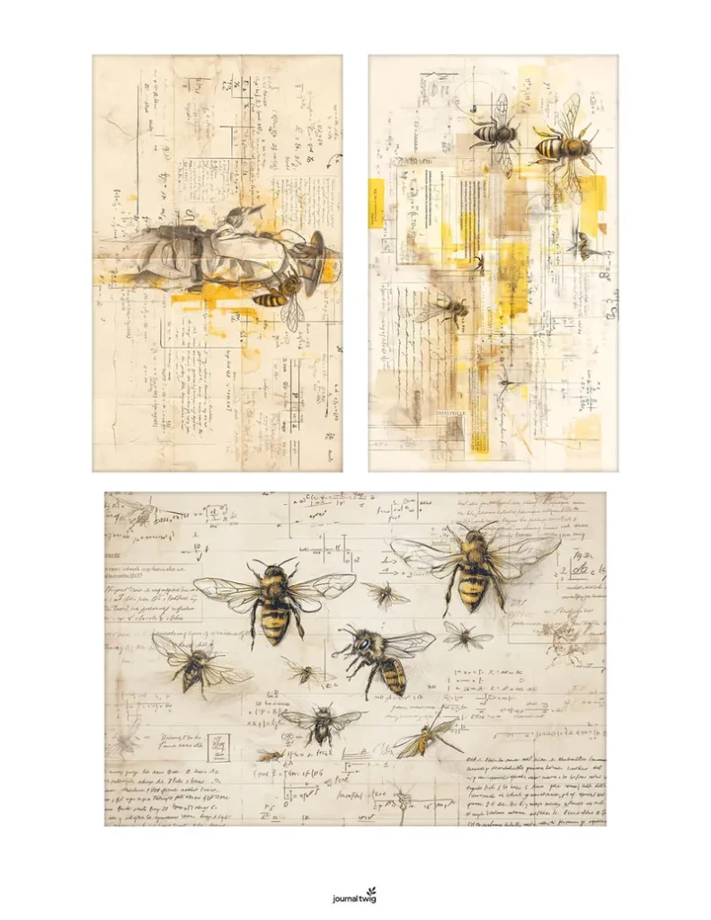 Bee journaling mini cards for layering spreads and writing notes