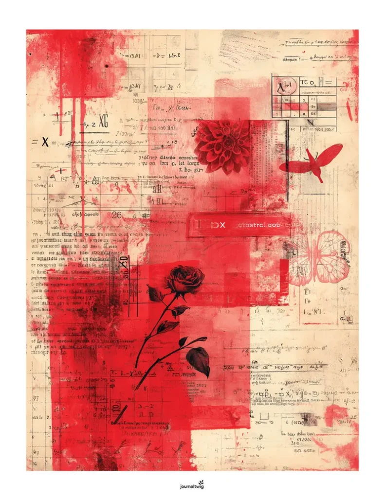 valentine junk journal background pages