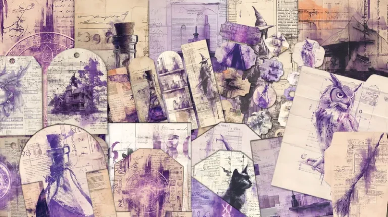 Purple Witch Scrapbooking Pack for Junk Journalling