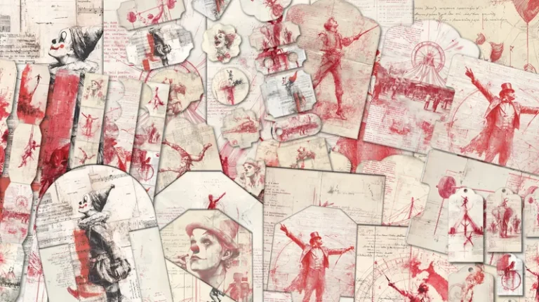 Free Circus Junk Journal Kit With Clowns