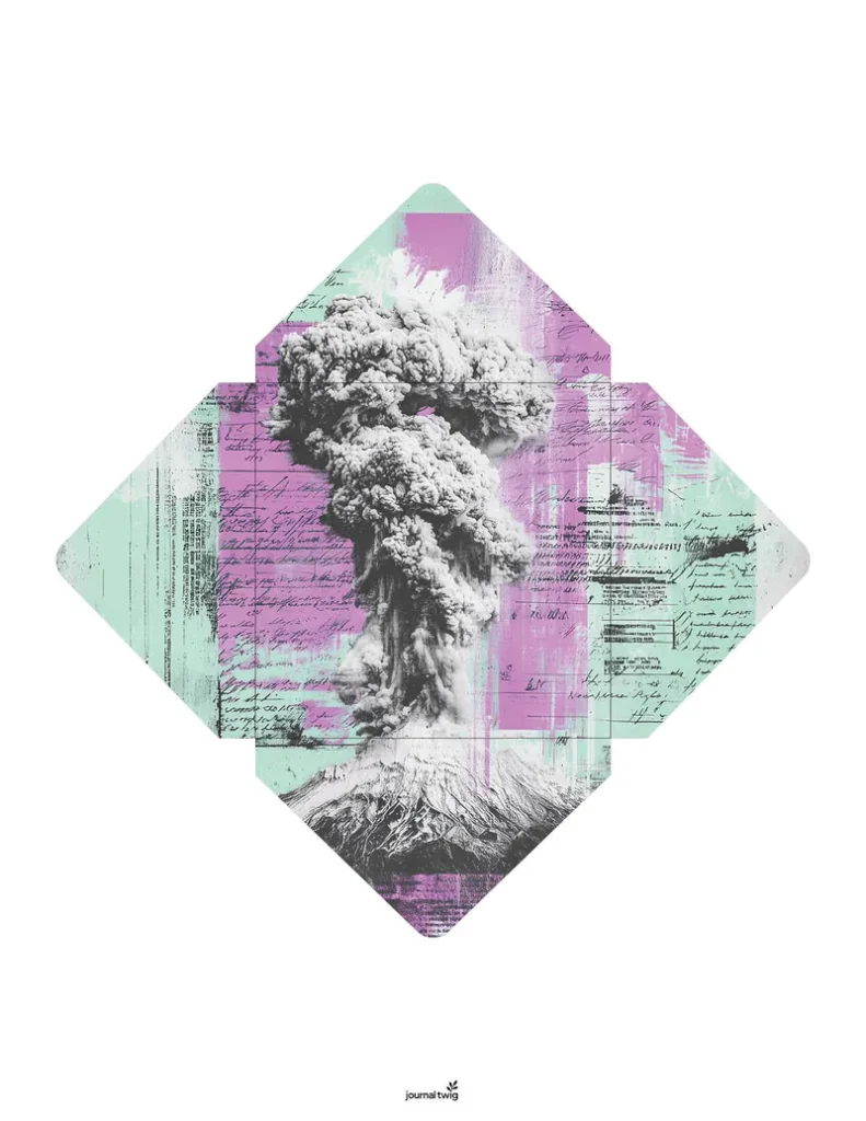 Punk Rock Poster Junk Journal Kit Envelope featuring a colorful explosion graphic against a textured background.