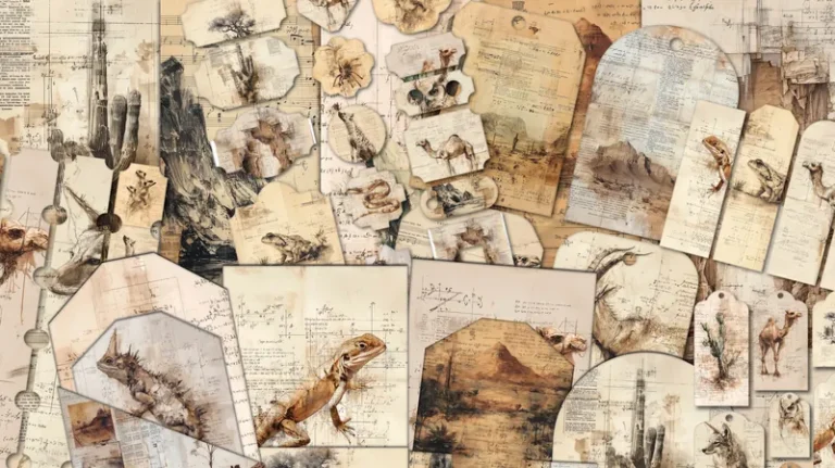 Free Desert Animals Junk Journal Kit