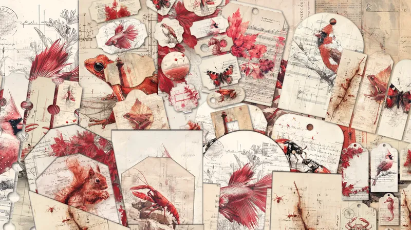 Red Animals Junk Journal Kit